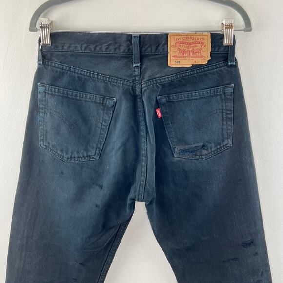 FREE PEOPLE x Rialto Levi501 Straight Leg Patch Jeans Black Dark Denim Size 30 - Picture 6 of 8